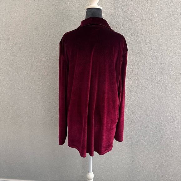 The Tog Shop Burgundy Velvet Button Up Blouse Top.  Size L - Picture 3 of 6